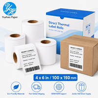 Etiquetas Térmicas de 4x6 Pulgadas, Rollo de Etiquetas Térmicas con Revestimiento Superior, Autoadhesivas para Códigos de Barras y Almacenes