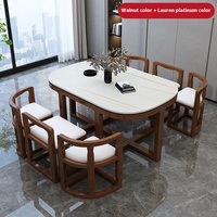 Table à manger invisible en marbre noir et bois massif, populaire, simple, familiale, moderne, minimaliste, appartement, maison