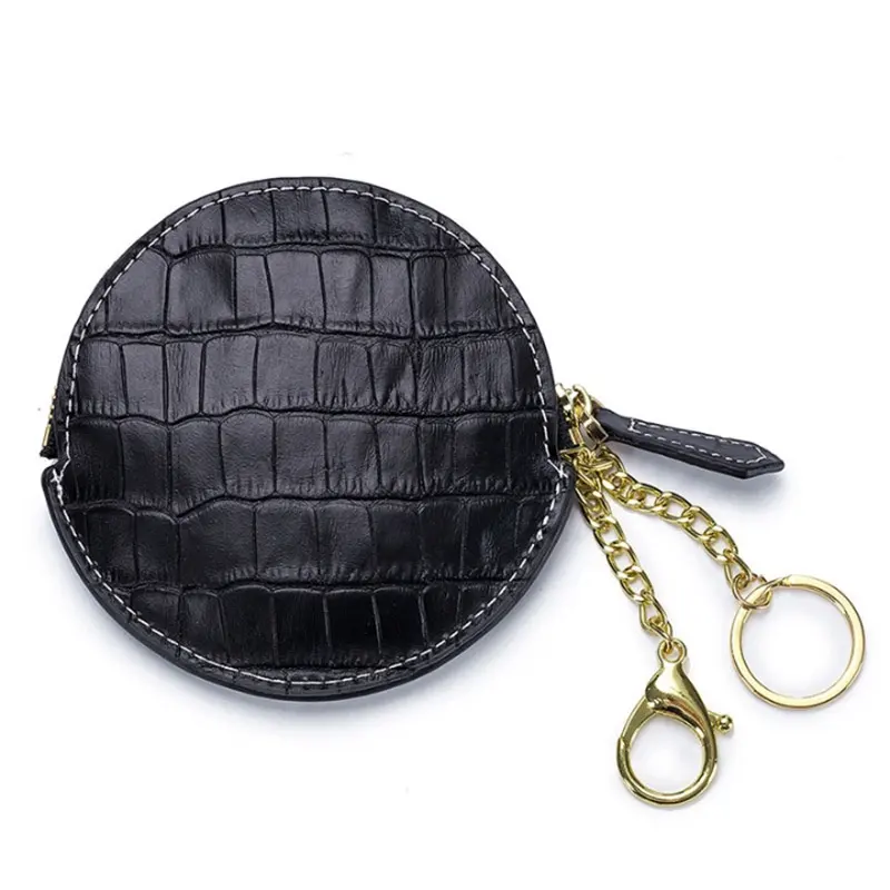 Multi-functional Leather Circle Coin Purse Pendant Key Chains For Keys Accessories