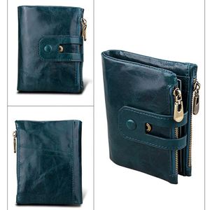 Black Zipper Leather Men's Wallet Vintage Crazy Horse Cowhide Contacts Wallet <b>Purse</b> Crazy Horse Casual Genuine Clip Genuine - Product Image 2