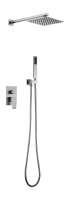 Système de douche mural avec robinets thermostatiques, barre coulissante, pomme de douche pluie en acier inoxydable de 8 pouces, design moderne pour hôtel et appartement