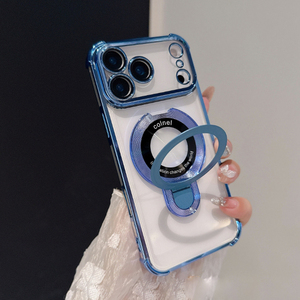 Funda de teléfono transparente magnética galvanizada <span class=keywords><strong>para</strong></span> <span class=keywords><strong>iPhone</strong></span> 17 <span class=keywords><strong>Pro</strong></span> <span class=keywords><strong>Max</strong></span> Mujeres Hombres Funda de parachoques a prueba de golpes con soporte - Product Image 6