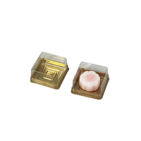 Boîtes à pâtisserie miniatures très vendues en gros, boîtes carrées pour desserts, mochi, emballages en plastique, boîte individuelle pour gâteau de lune doré avec couvercle transparent