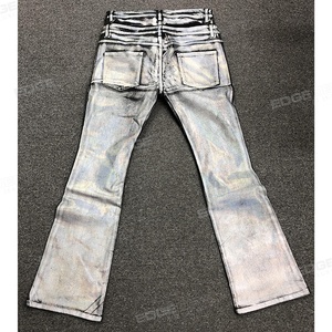 <span class=keywords><strong>Jeans</strong></span> EDGE DENIM da Uomo Baggy Svasati di Ottima Qualità Streetwear Personalizzati a Vita Doppia con Rivestimento Cerato Argento Arcobaleno - Product Image 2