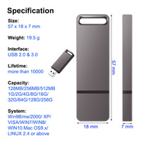 Pen Drive USB Mini, Flash disk USB logam 3.0 kapasitas sebenarnya harga rendah, stik memori 32GB Cle USB Flashdisk 16gb 8gb