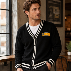 <span class=keywords><strong>Cardigan</strong></span> en jacquard pour <span class=keywords><strong>homme</strong></span> avec logo personnalisé, tricot rayé, boutonné, en <span class=keywords><strong>laine</strong></span>, <span class=keywords><strong>cardigan</strong></span> pour <span class=keywords><strong>homme</strong></span>, pulls pour <span class=keywords><strong>homme</strong></span> - Product Image 4