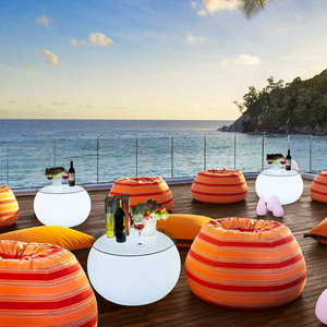 La Mesa naranja de barra decorativa LED se puede iluminar de forma remota con una mesa baja de barra de plástico a precio de fábrica para Barra de comedor al aire libre - Product Image 4