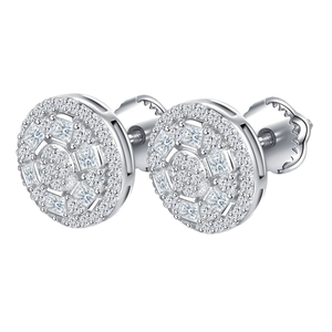 925 Silver Moissanite Stud <b>Earrings</b> Iced Flower Hip Hop Jewelry Rhodium Plated GRA Certified Diamond Tester <b>Mens</b> Fashion Jewelry - Product Image 1