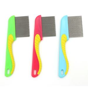 للبيع بالجملة من الفولاذ المقاوم للصدأ للكلاب والقطط يزيل القمل والبيض المفتوح للعناية بالحيوانات الأليفة مشط فرس البحر مصنوع من البلاستيك - Product Image 1