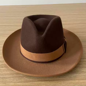 Chapeaux Fedora à large bord en laine NL131 pour femmes et hommes avec <span class=keywords><strong>ceinture</strong></span> réglable à <span class=keywords><strong>boucle</strong></span> |   Chapeau Panama Classique Élégant Protection Solaire - Product Image 2