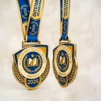 Médaille d'excellence académique personnalisée en alliage de zinc plaqué or, émail souple, forme sur mesure, directement de l'usine, pour la reconnaissance des étudiants