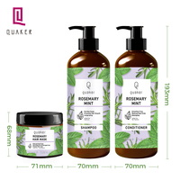 Produits de soins capillaires de marque privée Qquaker Huile d'arbre à thé Romarin Croissance des cheveux Anti-chute Shampooing et revitalisant pour cheveux bouclés
