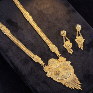 Wholesale Brass 14K 18K 24K Gold Long Fashion Necklaces Forming Long Necklaces Traditional Floral Design Gold Filled Jewelry Set - Product Image 3