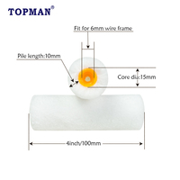 Rouleau de peinture Topman 4 pouces en microfibre, mini-rouleau personnalisable OEM pour peintures acryliques, latex et huiles