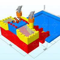 Parc aquatique gonflable extérieur commercial de PVC de Platon 0.55-0.9mm avec la glissière d'amusement de double piscine pour des enfants et des adultes