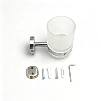 Support mural en acier inoxydable chromé pour gobelet en verre et brosse à dents écologique, porte-gobelet personnalisé