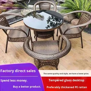 <span class=keywords><strong>Set</strong></span> da Esterno in Stile Cinese Moderno con Tavolo in Plastica <span class=keywords><strong>e</strong></span> Tre Sedie con <span class=keywords><strong>Tavolino</strong></span> da Tè per Balcone, Cortile <span class=keywords><strong>e</strong></span> Terrazza - Product Image 4