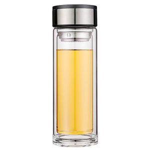 Double Walled Thickened Glass Cup High Borosilicate Heat Insulating With <b>Filter</b> Travel Use Solid Color Single Cup - Product Image 1