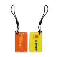 Nouvelle conception de porte-clés avec carte de contrôle d'accès RFID NFC 13,56 MHz, étiquette NTAG213, époxy, étanche, code QR avec logo personnalisé