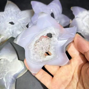 Vente en gros d'artisanat naturel de haute qualité sculpté à la main, étoile de mer en agate druzy pour la guérison, cadeau, décoration intérieure - Product Image 2