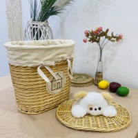 Ensemble de paniers à linge en osier naturel, couvercle de décoration de jouet en peluche solide et durable, 4 pièces de doublure amovible pour les enfants au quotidien