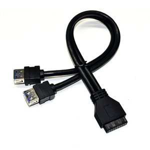 Dual <span class=keywords><strong>2</strong></span> Port Usb 3.0 Voorpaneel Verlengkabel Een Type Female Naar 19 Pin <span class=keywords><strong>Box</strong></span> Header Vrouwelijke Slot Adapter kabel - Product Image 1