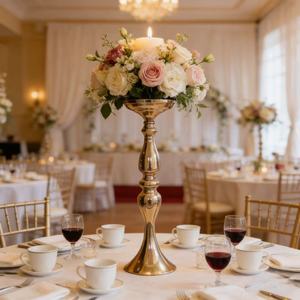 Nuevos Accesorios para Boda, Candelabro Dorado Francés Simple y Creativo, Decoración para Mesa de Boda, Portaflores Europeo - Product Image 1