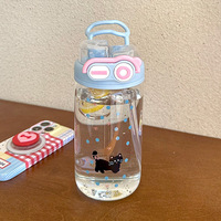 Nouvelle tasse en verre de paille de séparation d'eau de thé portable résistant aux hautes températures, adaptée aux filles et aux enfants