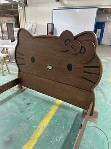 <span class=keywords><strong>Lit</strong></span> en bois massif finition noyer, style bois massif antique, idéal pour les petits espaces, design minimaliste moderne, design « Hello Kitty » pour enfants - Product Image 5