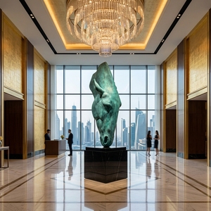 Estatua <span class=keywords><strong>de</strong></span> Cabeza <span class=keywords><strong>de</strong></span> Caballo <span class=keywords><strong>de</strong></span> Bronce <span class=keywords><strong>de</strong></span> Tamaño Real con Patina Multidimensional, Escultura Animal para Patio o Jardín - Product Image 2