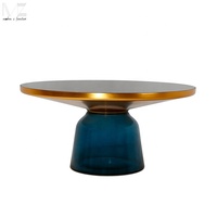 Table basse ronde en verre transparent, table d'appoint pour salon, table cloche, table centrale, mobilier moderne