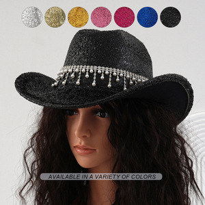 Sombrero de copa plateado de poliéster con ribete de perlas, sombrero de fiesta resistente al viento y al sol, M56-58cm - Product Image 2