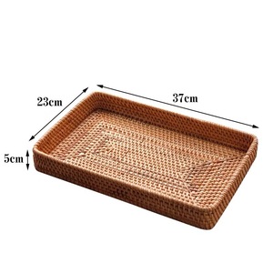 Natural Rattan Handmade <b>Storage</b> <b>Basket</b> For Cosmetics Brushes Dressing Table Desktop Organizer Retro Style - Product Image 5