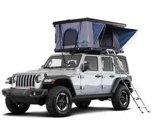 Équipement de camping HOTO Toit de voiture à coque rigide en aluminium pour 4 personnes Tente de toit de voiture pour camionnette SUV tout-terrain 4x4