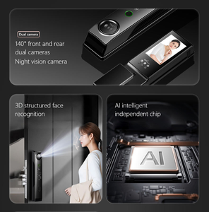 Interphone vidéo entièrement automatique avec intelligence artificielle, déverrouillage par empreinte digitale et carte, reconnaissance faciale 3D, serrure intelligente WiFi Tuya avec caméra - Product Image 3