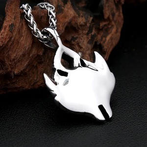 Yunnique – collier avec pendentif œil de Dragon en acier inoxydable pour hommes, bijoux à la mode, chaîne à breloques en cristal bleu, 60cm, design asymétrique - Product Image 4