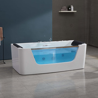Baignoire balnéo autoportante en acrylique durable Gurgle avec fonction de massage SPA pour projets résidentiels haut de gamme avec verre transparent