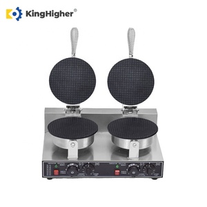 Macchina Elettrica Commerciale KingHigher a Doppia Testa per Waffle e Coni Gelato in Acciaio Inox con Timer ad Alta Produttività e Superficie Antiaderente - Product Image 3