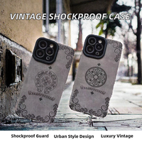 Coques de téléphone antichoc en TPU+PU de luxe vintage de marque pour iPhone 16, style streetwear tendance, vente en gros