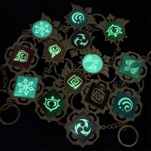 Gioco di vendita caldo <span class=keywords><strong>Genshin</strong></span> Impact 7 Element Eye of God portachiavi luminosi a doppia faccia accessori Cosplay - Product Image 5