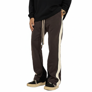 Streetwear pantalones de chándal holgados 100% algodón en Color negro nueva moda pantalones de chándal de algodón hombres pantalones de chándal acampanados holgados - Product Image 1