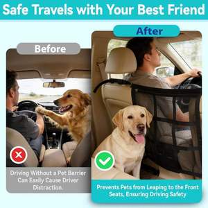 Barrière de voiture pour <span class=keywords><strong>chien</strong></span> en maille respirante double couche avec fermeture éclair, universelle pour SUV, clôture d'isolation pour animaux de compagnie, <span class=keywords><strong>protection</strong></span> de sécurité pour siège arrière - Product Image 4