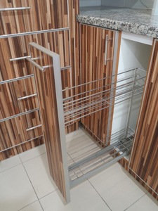 Ensemble complet d'unité d'angle coulissante sur mesure au design moderne, <span class=keywords><strong>avec</strong></span> paniers linéaires en fil d'acier argenté à tirage automatique, en fer, pour <span class=keywords><strong>cuisine</strong></span> - Product Image 4