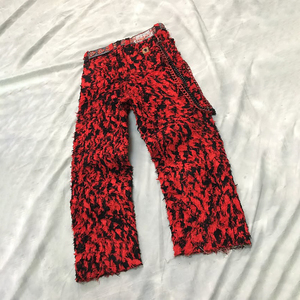 DiZNEW 2025 <span class=keywords><strong>Jeans</strong></span> da Uomo Rosso e Nero <span class=keywords><strong>con</strong></span> Frange e Catena Metallica per un Produttore di <span class=keywords><strong>Jeans</strong></span> all'Avanguardia - Product Image 2