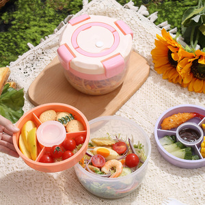Boîte à lunch 2026 pour perte de poids, salade légère, double couche, qualité alimentaire, pour pique-nique en extérieur, avec compartiment pour sauce - Product Image 2