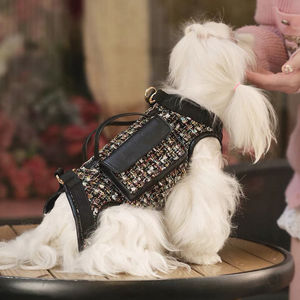 Ayarlanabilir boyun askısı ve köpek koşum seti ile fabrika doğrudan lüks dokulu tüvit köpek taşıyıcı - Product Image 5