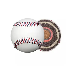 Factory Price Profession Game Baseball 9 Inch Genuine Cow Leather 85% Wool Cushioned Cork Center High Beams & Wide Beams
