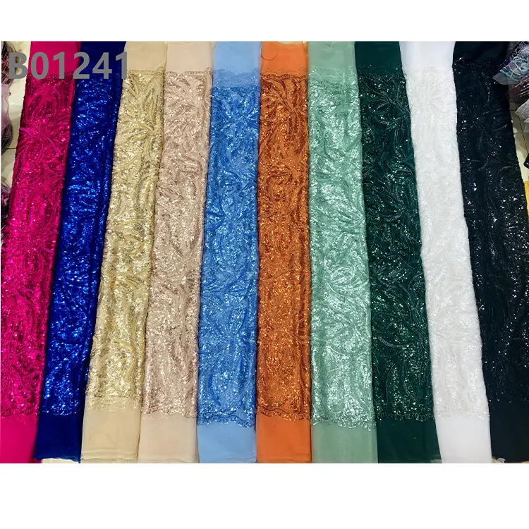 CHOCOO New Arrived African Beading Lace Fabric For Women Embroidery Beaded Sequins Laces Fabrics
