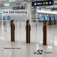 Portillon rapide anti-collision pour contrôle du flux piétonnier, ouverture rapide 0,6s, IP52, pour extérieur, station de métro, tourniquet, direct usine