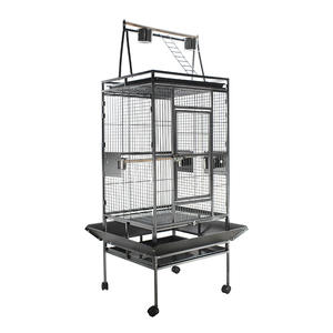 Vente en gros à bas prix, grand espace en acier inoxydable noir, métal extérieur de la maison, animaux de compagnie, oiseaux, perruches, perroquets, Cage, vente en gros avec roues - Product Image 1